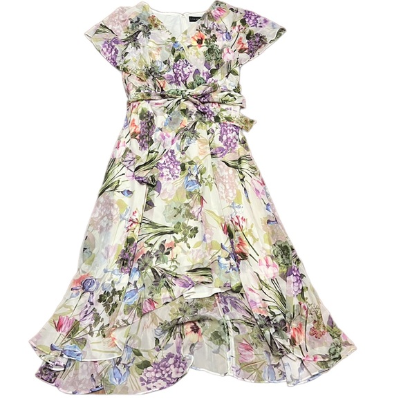 Lane Bryant Dresses & Skirts - Lane Bryant Cream Floral Waist Tie Dress Surplice Dress Size 20 (I)